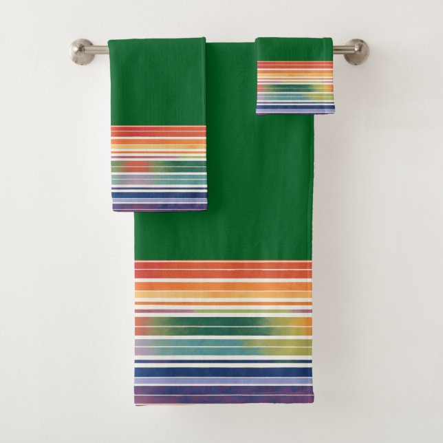 Glorious Rainbow Stripes Badhandtuch Set (Insitu)