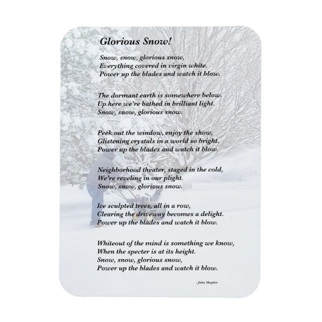 Glorious Snow Seasonal Gedicht Magnet (Vertikal)
