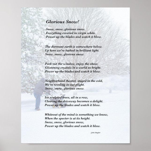 Glorious Snow Seasonal Gedicht Poster (Vorne)