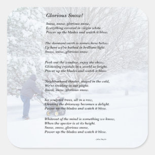 Glorious Snow Seasonal Gedicht Quadratischer Aufkleber