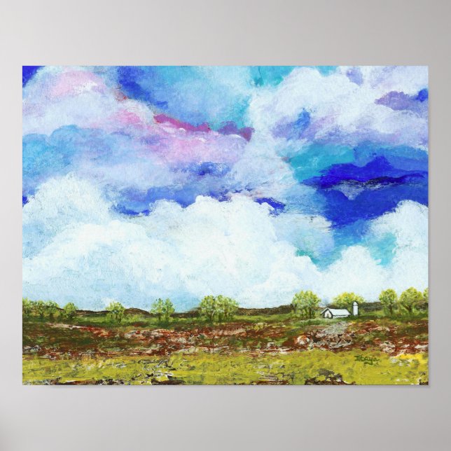 Glorreiche Abstrakte Landschaft Art Bauernhof Poster (Vorne)