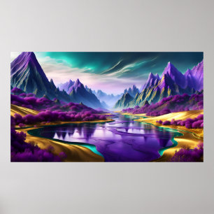 Glorreiche Lila und goldene Landschaft Poster