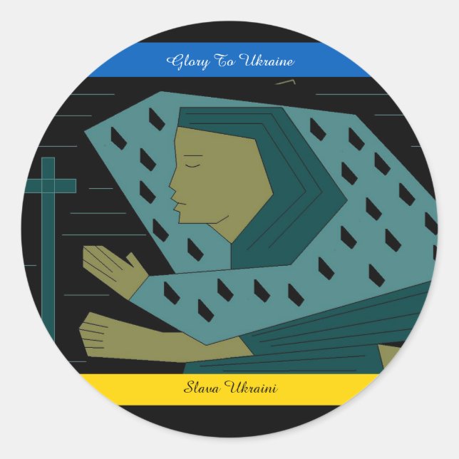 GLORY FÜR DIE UKRAINE CLASSIC ROUND STICKER (Vorderseite)