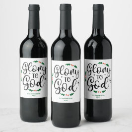 Glory to God Christian Christmas Custom Religious Weinetikett