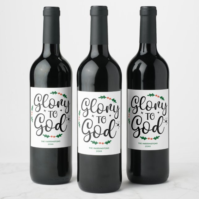Glory to God Christian Christmas Custom Religious Weinetikett (Flaschen)