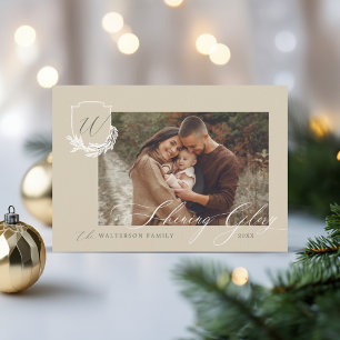 Glory Winter Garland Monogram Wappen Foto Feiertagskarte