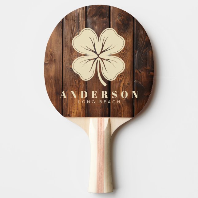 Gloss Stain Boards Four Leaf Clover with Name Tischtennis Schläger (Vorderseite)
