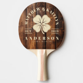 Gloss Stain Boards Irish LuckyClover Wedding Crest Tischtennis Schläger