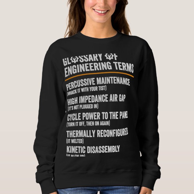 Glossar der Begriffsdefinition des Ingenieurs Sweatshirt (Vorderseite)