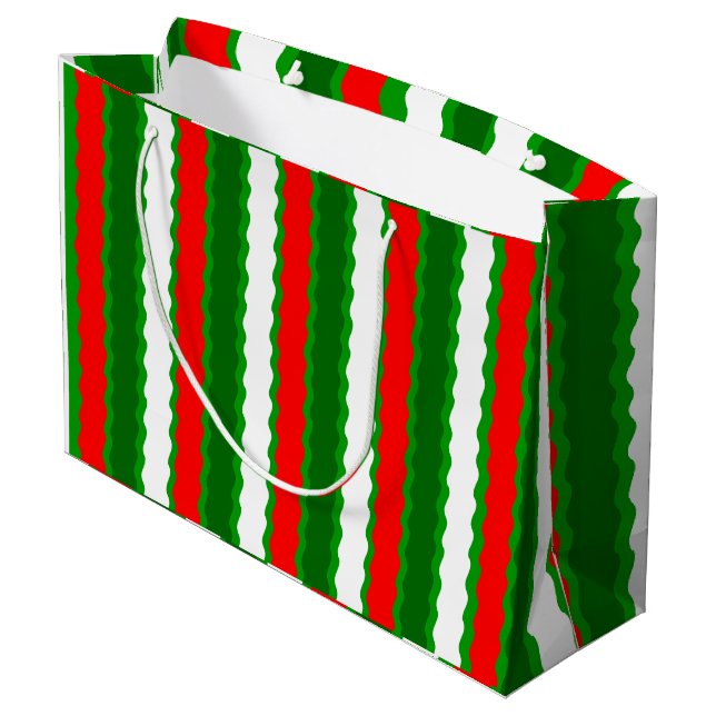 Glossar Große Weihnachtsgeschenke Tasche Rot Grün  Große Geschenktüte (Rückseite Schrägansicht)