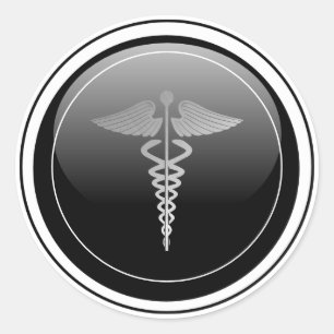 Glossarschwarz - Caduceus Symbol Runder Aufkleber