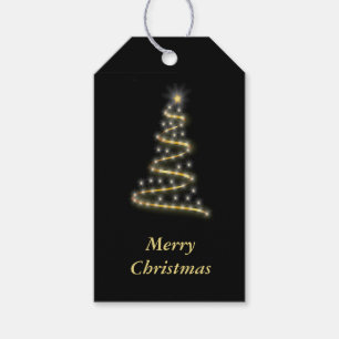 Glossgold Weihnachtsbaum schwarz Geschenkanhänger
