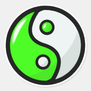 Glossgrün Yin Yang in Balance Runder Aufkleber