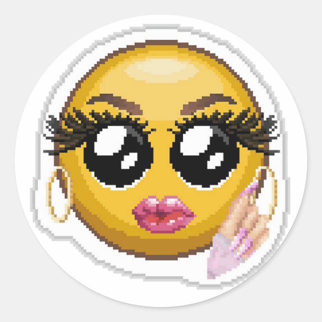 Glossup Barb Pixel Art Emoji Runder Aufkleber (Vorderseite)