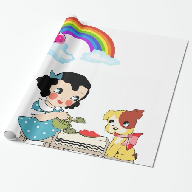 Glosswackelpapier, Vintage Katze Geschenkpapier (Ungerollt)