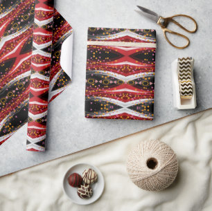 Glosswrapping Paper Abstrakt Red Schwarz-weiß Geschenkpapier