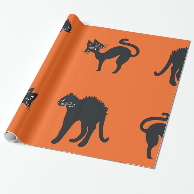 Glosswrapping Paper Black Cats Halloween Geschenkpapier (Ungerollt)