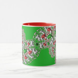 GLOSSY 3D Christmas Red White Green Fraktal ~ Tasse