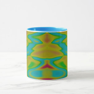GLOSSY 3D-Gelbblau-Fraktal ~ Tasse