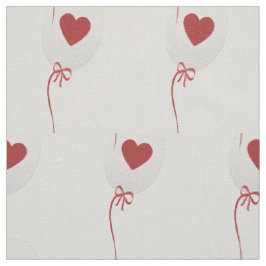 Glossy Balloon Red Hearts Pattern Stoff