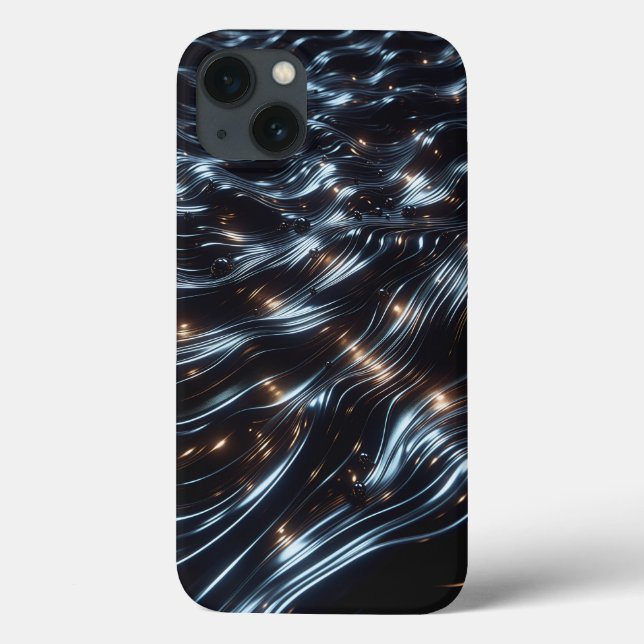 Glossy Black Chrome Liquid Phone Case - Abstract  (Rückseite)