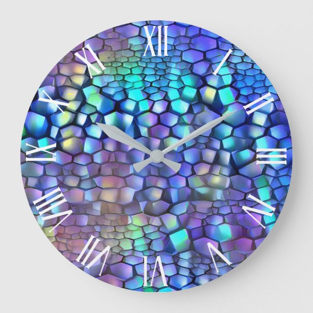 Glossy Blue Lila Wall Street Große Wanduhr (Vorderseite)