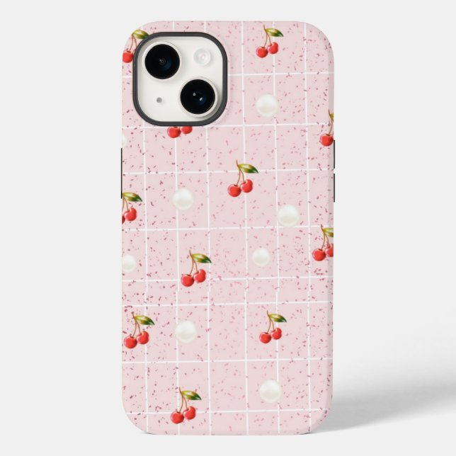 Glossy Cherries & Pearls - iPhone Case (Rückseite)