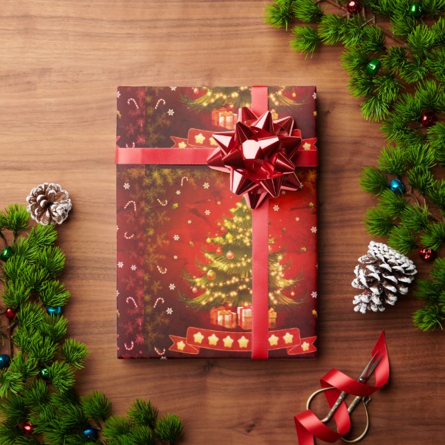 Glossy Christmas Tree Wrapping Paper Geschenkpapier (Feiertagsgeschenk)
