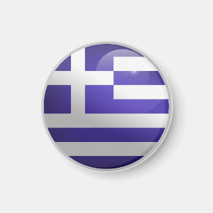 Glossy Circle Flag Griechenland Magnet