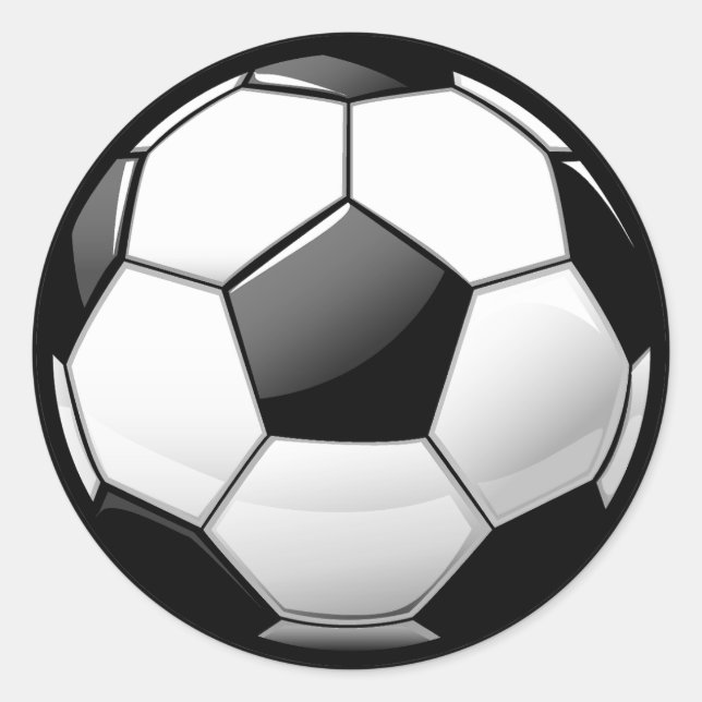 Glossy Classic Soccer Ball Runder Aufkleber (Vorderseite)