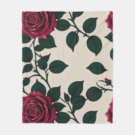 Glossy Crimson Roses With Dark Green Leaves Fleecedecke
