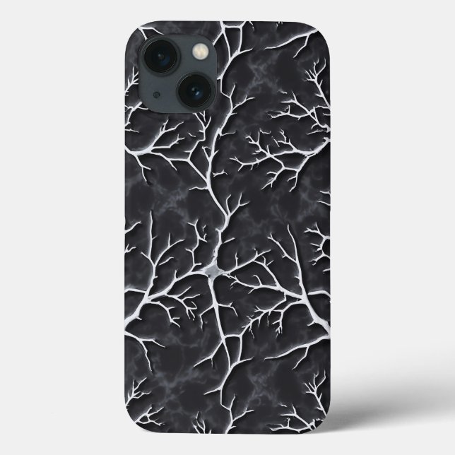 Glossy Dark Gray iPhone Case Branch Relief (Rückseite)