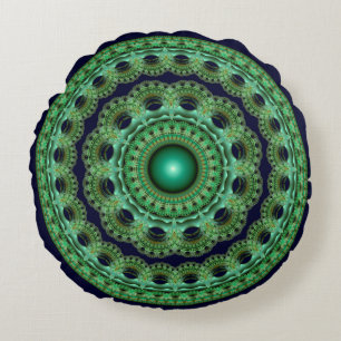 Glossy Fraktal Mandala Rundkissen Rundes Kissen