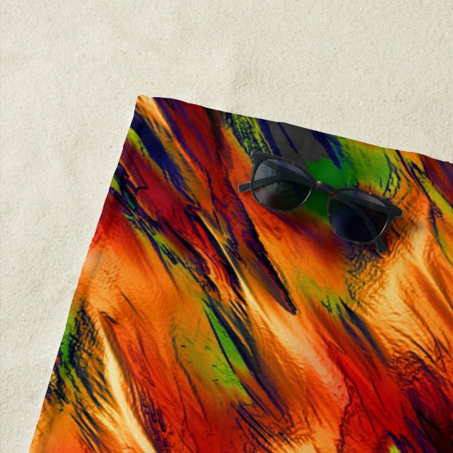 Glossy gefärbt von rot bis orange, ein wenig grün strandtuch (Beispiel)