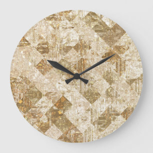 Glossy Golden Mosaik Brillianz Große Wanduhr