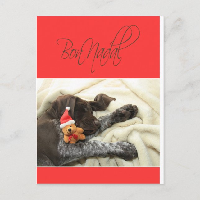 Glossy Grizzy Christmas Bon Nadal Feiertagspostkarte (Vorderseite)