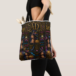 Glossy Halloween Lady Witch Collage Tote Bag Tasche