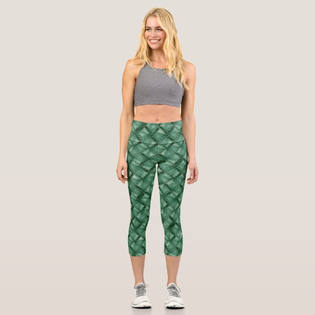 Glossy Leather Textur 3 Capri Leggings (Vorderseite)