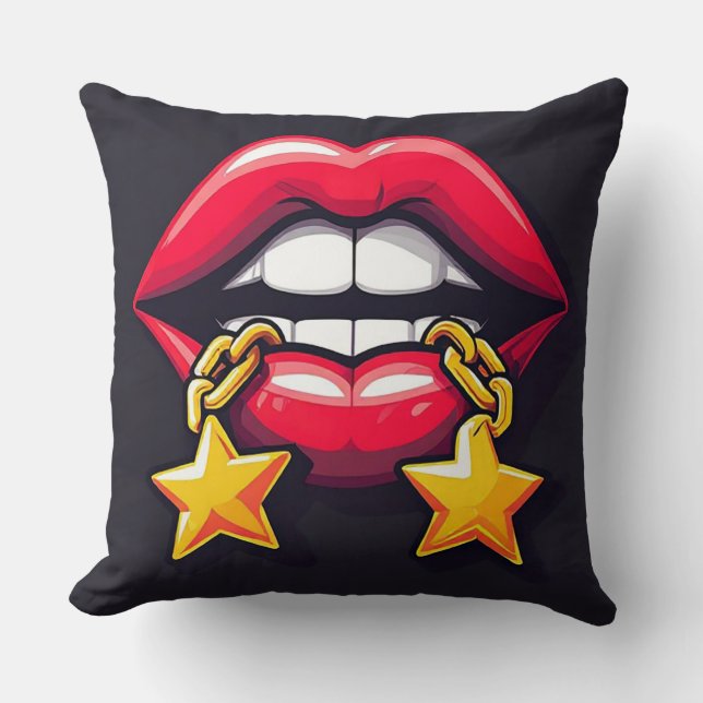 Glossy Lips Illustration Kissen (Vorderseite)