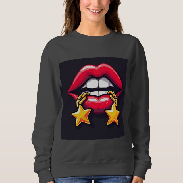 Glossy Lips Illustration Sweatshirt (Vorderseite)