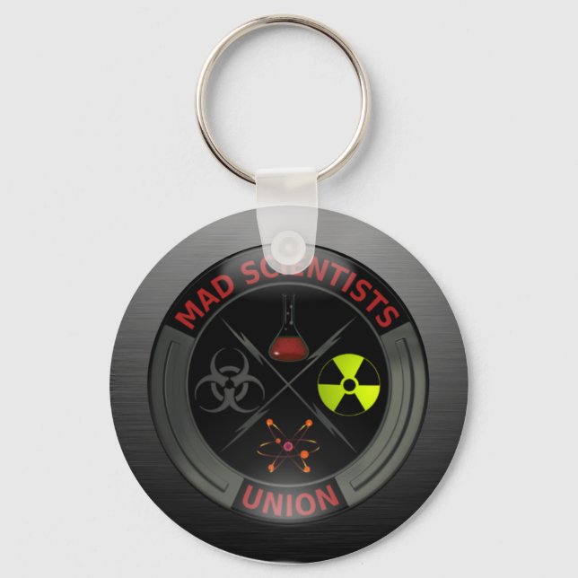 Glossy Mad Scientist Union Button Schlüsselanhänger (Vorderseite)