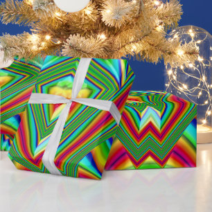 GLOSSY ~ mehrfarbiges Fraktal ~ Weihnachtswrapping Geschenkpapier