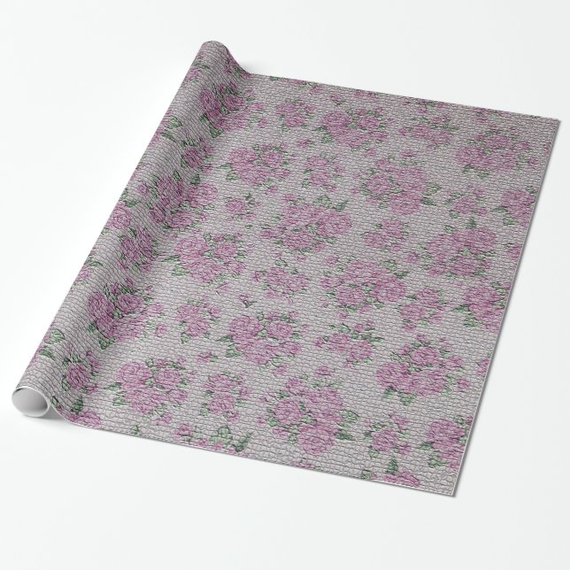 Glossy Moderne Vintage Rose Geschenkpapier (Ungerollt)