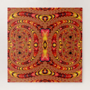 Glossy Orange Striped Fraktal Quad Spiralen