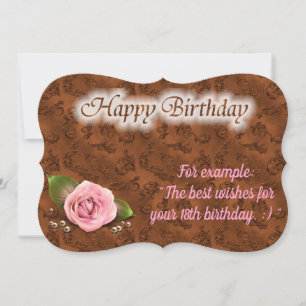 Glossy Populaire Rose carte d'anniversaire