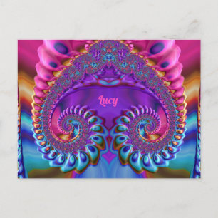 Glossy Postcard 3D Pink Lila Zany LUCY Postkarte