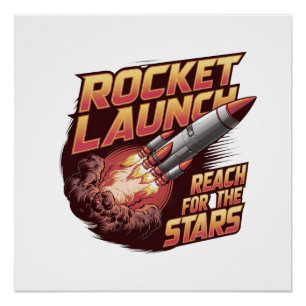 Glossy Poster mit lebhaften und kühlen Raketenstar
