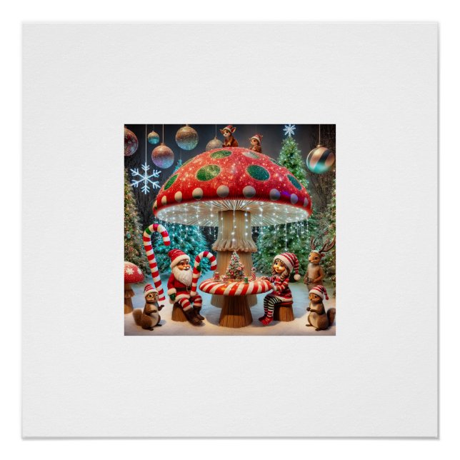 Glossy Poster: Weihnachts-Pilzdesign Poster (Vorderseite)