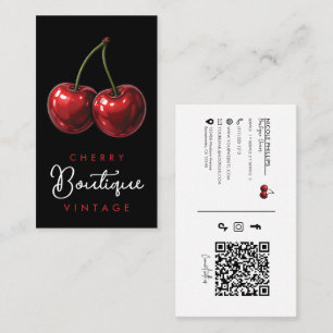 Glossy Red Cherries Retro Glam Visitenkarte