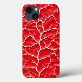 Glossy Red iPhone Case with Branch Texture